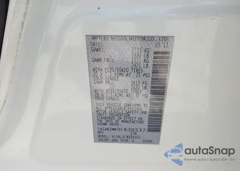 2014 Nissan Pathfinder Platinum from USA, damaged, VIN 5N1AR2MM7EC630537